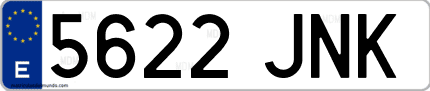 Ejemplo de matrícula de coche ordinaria 5622 JNK