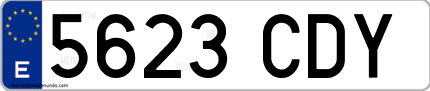 Ejemplo de matrícula de coche ordinaria 5623 CDY
