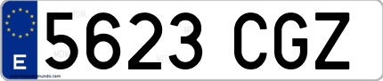 Ejemplo de matrícula de coche ordinaria 5623 CGZ