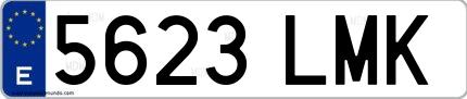 Ejemplo de matrícula española 5623 LMK