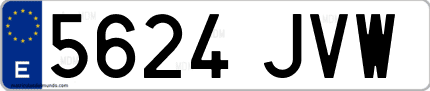 Ejemplo de matrícula de coche ordinaria 5624 JVW