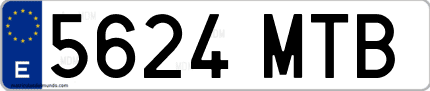 Ejemplo de matrícula de coche ordinaria 5624 MTB