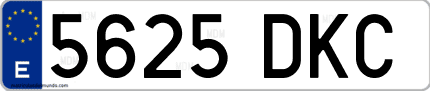 Ejemplo de matrícula de coche ordinaria 5625 DKC