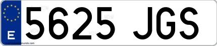 Ejemplo de matrícula española 5625 JGS