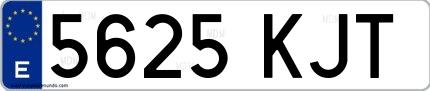 Ejemplo de matrícula española 5625 KJT