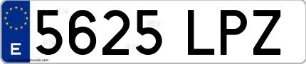 Ejemplo de matrícula española 5625 LPZ