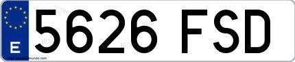 Ejemplo de matrícula española 5626 FSD
