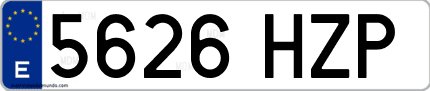 Ejemplo de matrícula de coche ordinaria 5626 HZP
