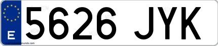 Ejemplo de matrícula española 5626 JYK