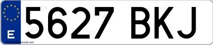 Ejemplo de matrícula española 5627 BKJ