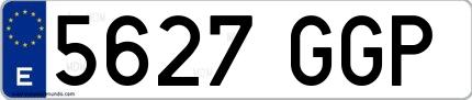 Ejemplo de matrícula de coche ordinaria 5627 GGP