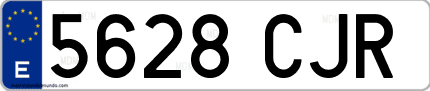 Ejemplo de matrícula de coche ordinaria 5628 CJR