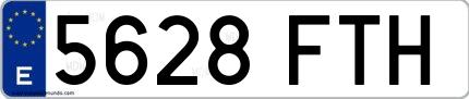 Ejemplo de matrícula española 5628 FTH