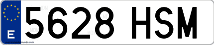 Ejemplo de matrícula de coche ordinaria 5628 HSM