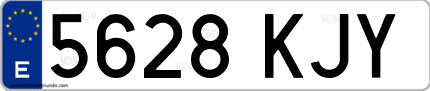 Ejemplo de matrícula de coche ordinaria 5628 KJY
