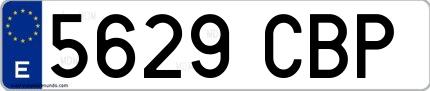 Ejemplo de matrícula española 5629 CBP
