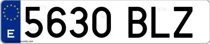 Ejemplo de matrícula española 5630 BLZ