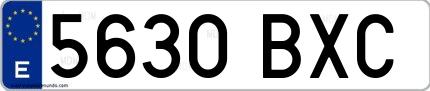 Ejemplo de matrícula española 5630 BXC