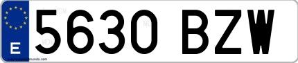 Ejemplo de matrícula española 5630 BZW