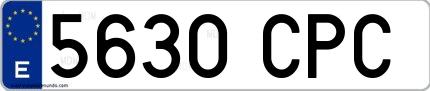Ejemplo de matrícula española 5630 CPC
