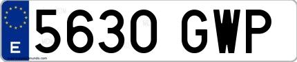 Ejemplo de matrícula española 5630 GWP