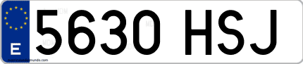 Ejemplo de matrícula de coche ordinaria 5630 HSJ