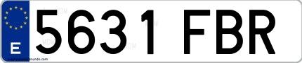 Ejemplo de matrícula española 5631 FBR