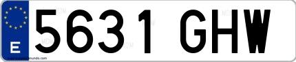 Ejemplo de matrícula española 5631 GHW