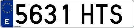 Ejemplo de matrícula española 5631 HTS
