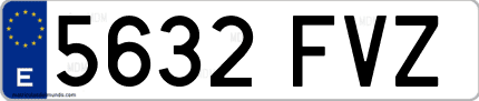 Ejemplo de matrícula de coche ordinaria 5632 FVZ