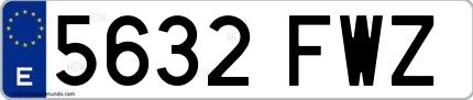 Ejemplo de matrícula española 5632 FWZ