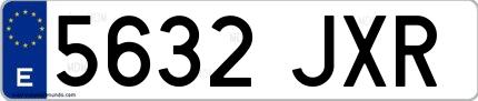 Ejemplo de matrícula española 5632 JXR