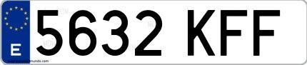 Ejemplo de matrícula española 5632 KFF