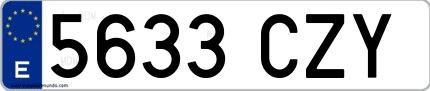 Ejemplo de matrícula española 5633 CZY