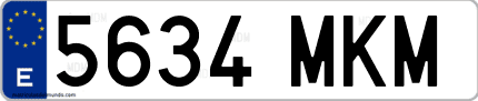 Ejemplo de matrícula de coche ordinaria 5634 MKM