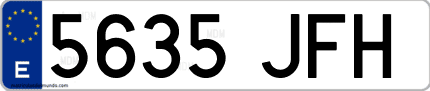 Ejemplo de matrícula de coche ordinaria 5635 JFH