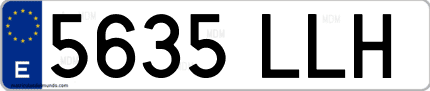 Ejemplo de matrícula de coche ordinaria 5635 LLH
