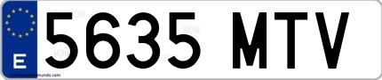 Ejemplo de matrícula española 5635 MTV