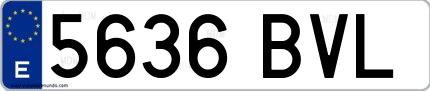 Ejemplo de matrícula española 5636 BVL