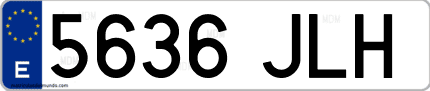 Ejemplo de matrícula de coche ordinaria 5636 JLH