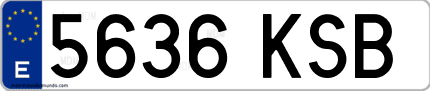 Ejemplo de matrícula de coche ordinaria 5636 KSB