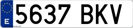 Ejemplo de matrícula española 5637 BKV