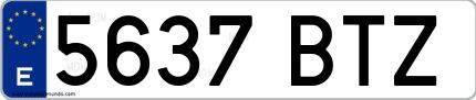 Ejemplo de matrícula española 5637 BTZ