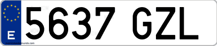Ejemplo de matrícula de coche ordinaria 5637 GZL