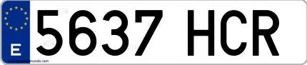 Ejemplo de matrícula española 5637 HCR