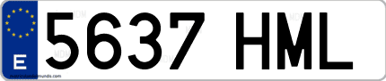 Ejemplo de matrícula de coche ordinaria 5637 HML