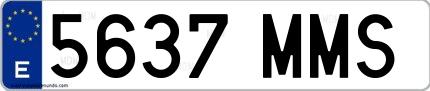 Ejemplo de matrícula española 5637 MMS