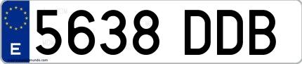 Ejemplo de matrícula española 5638 DDB