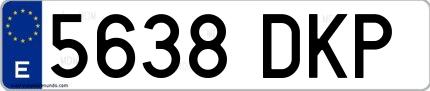 Ejemplo de matrícula española 5638 DKP