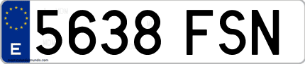Ejemplo de matrícula de coche ordinaria 5638 FSN
